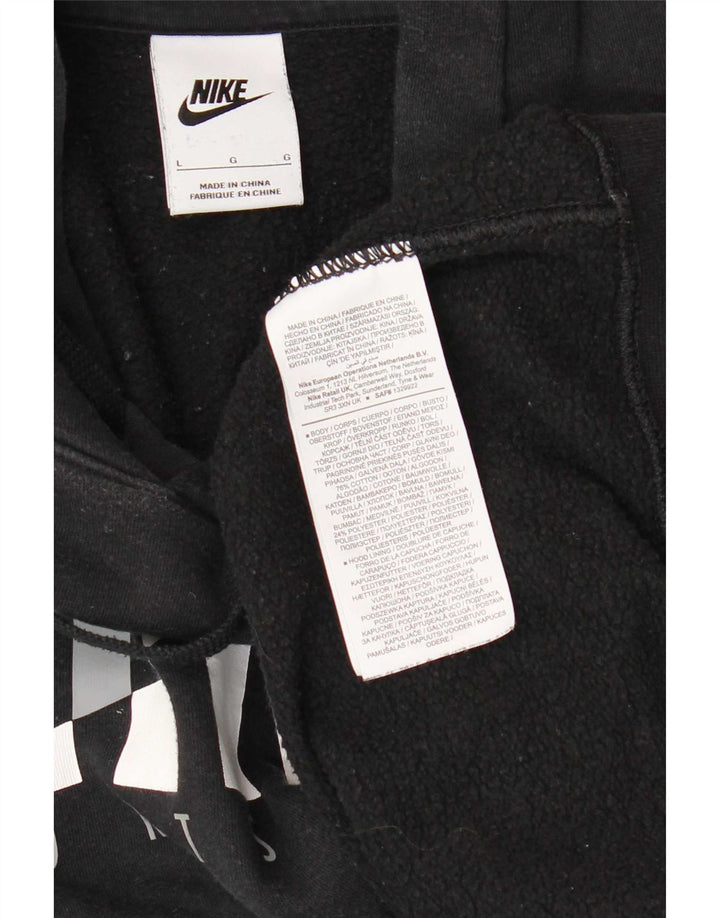 Nike Mens Graphic Hoodie Jumper Large Black Cotton