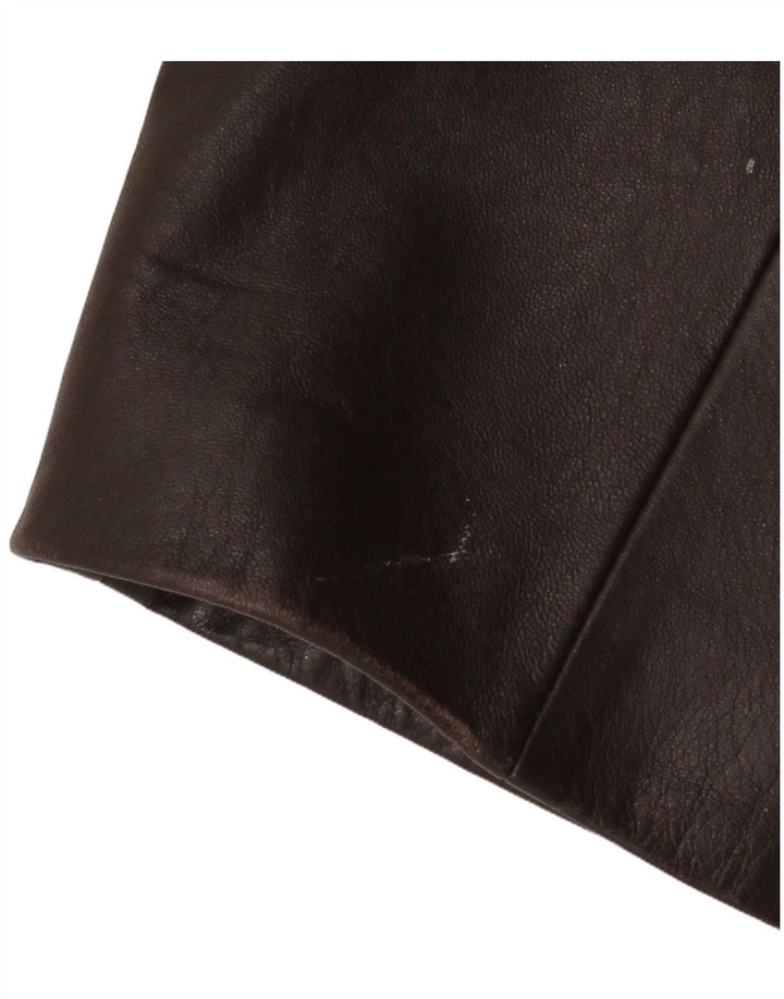 Vintage Womens 3 Button Leather Blazer Jacket UK 18 XL  Brown Leather