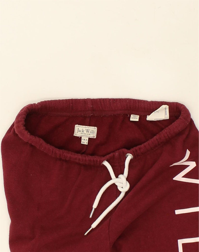 JACK WILLS Womens Graphic Tracksuit Trousers Joggers UK 8 Small  Burgundy | Vintage Jack Wills | Thrift | Second-Hand Jack Wills | Used Clothing | Messina Hembry 