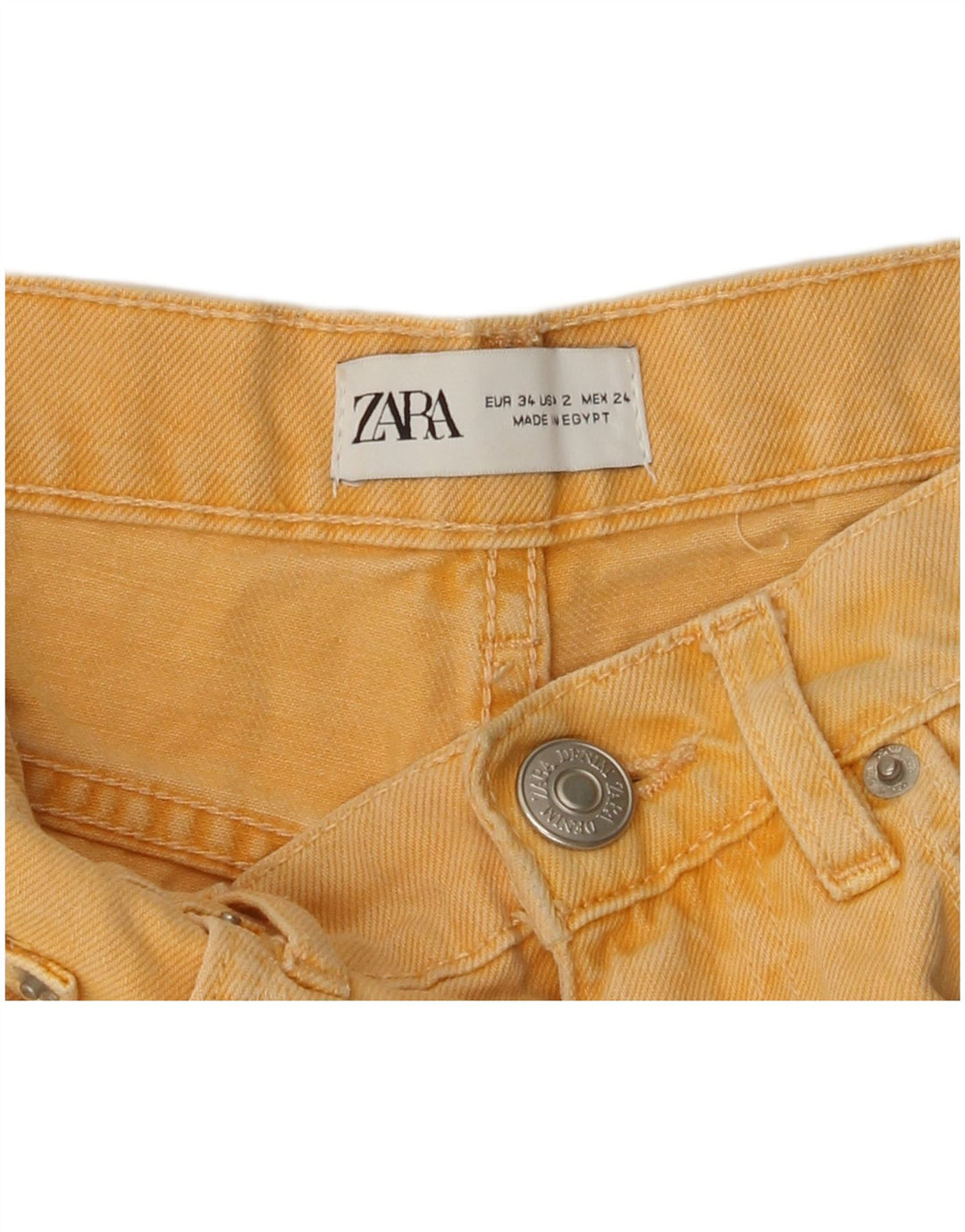 ZARA Womens Denim Shorts EU 34 2XS W24  Yellow