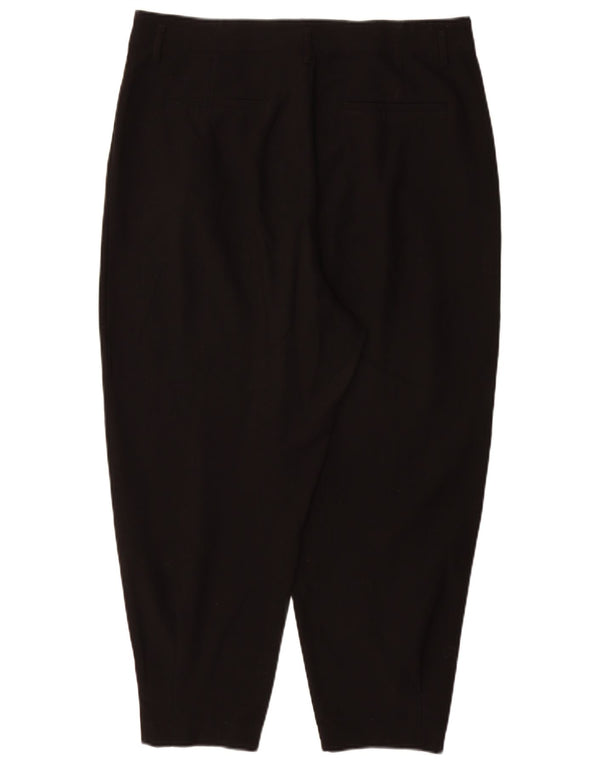 Zara Womens High Waist Tapered Cropped Trousers XL W32 L25 Black