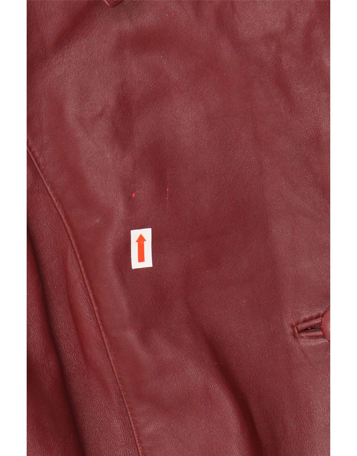 Barisal Womens Oversized Leather Coat EU 48 2XL Maroon Leather