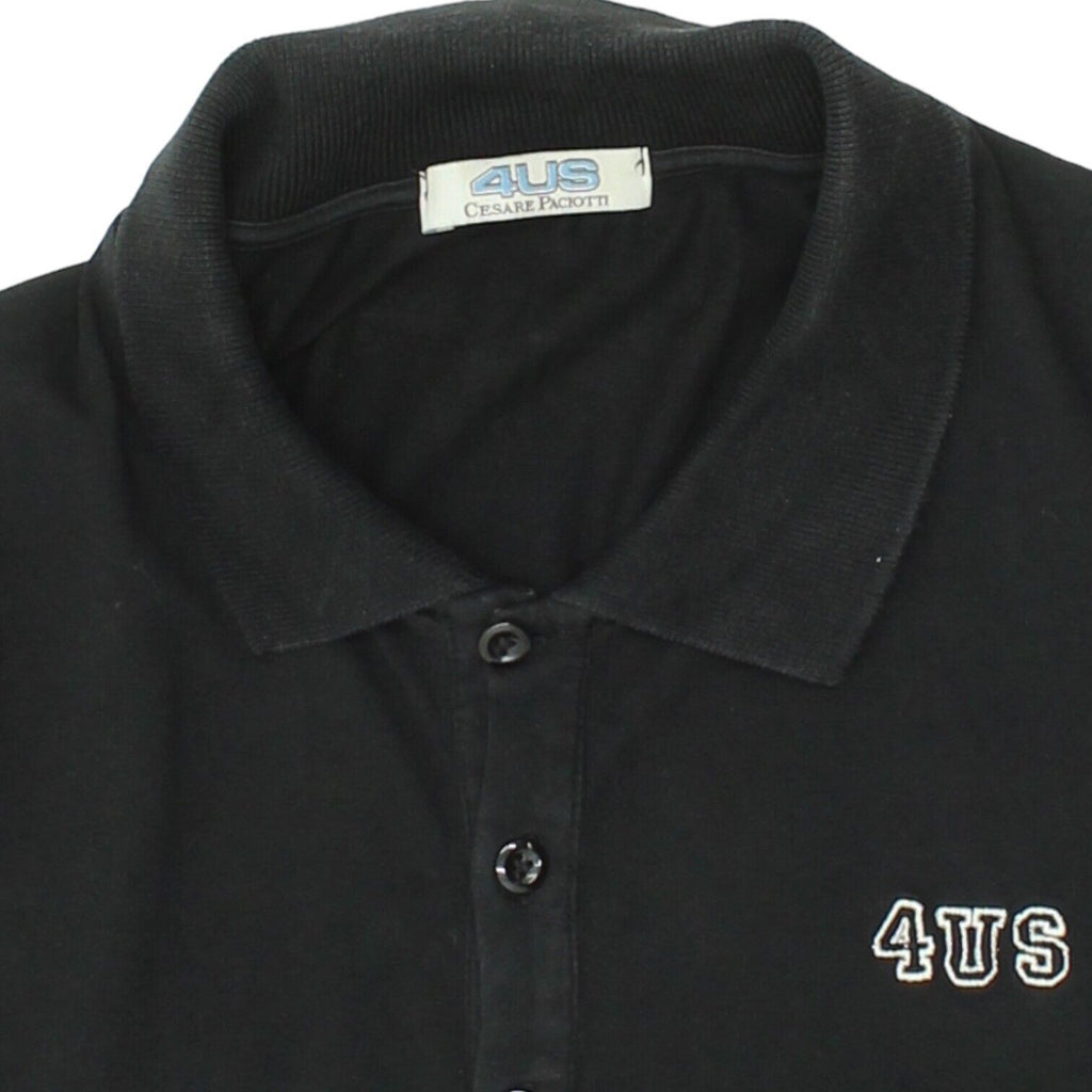 Cesare Paciotti 4US Mens Black Long Sleeve Polo Shirt | Vintage Designer | Vintage Messina Hembry | Thrift | Second-Hand Messina Hembry | Used Clothing | Messina Hembry 