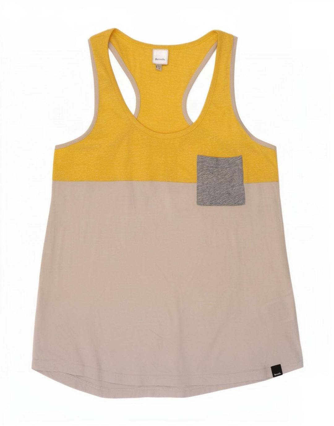 Bench Womens Vest Top UK 12 Medium Yellow Colourblock Cotton