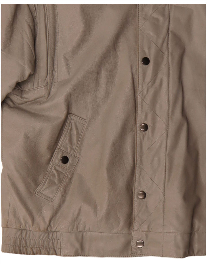 Vintage Mens Leather Jacket EU 54 2XL Grey Leather