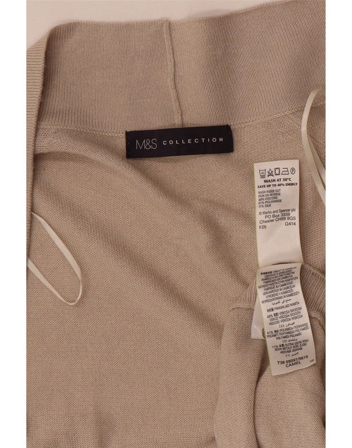 Marks & Spencer Womens Longline Open Cardigan Sweater UK 8 Small Beige