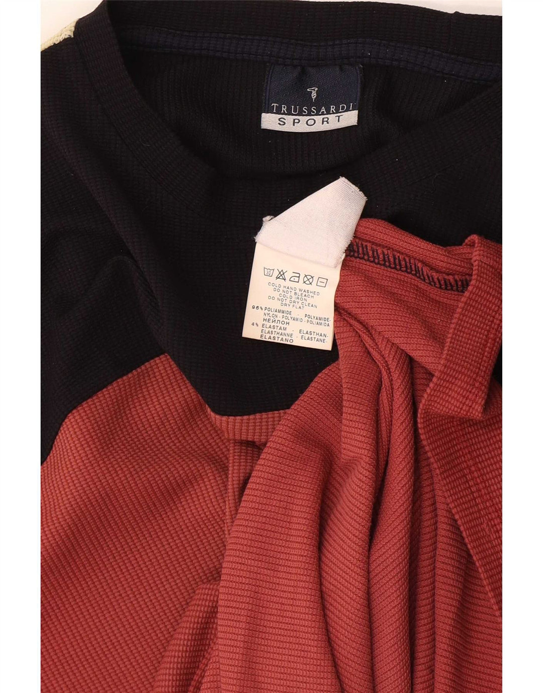 Trussardi Mens T-Shirt Top Medium Red Colourblock Polyamide
