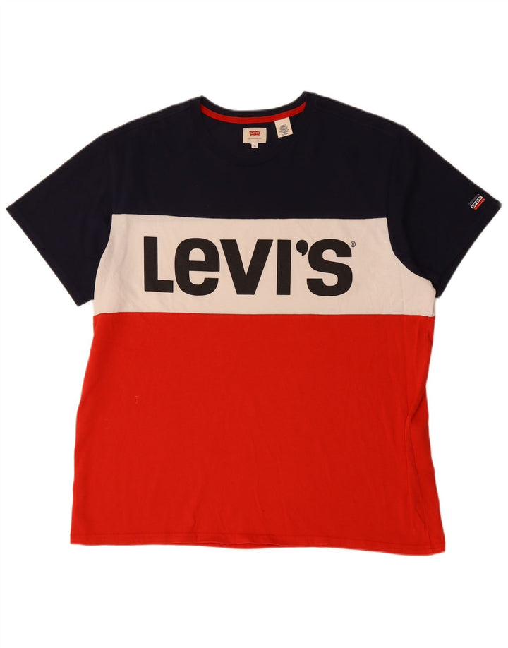 LEVI'S Mens Graphic T-Shirt Top XL Multicoloured Colourblock Cotton