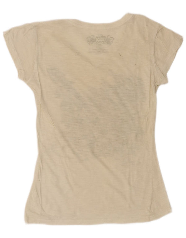Hard Rock Cafe Womens Barcelona Graphic T-Shirt Top Small Off White Cotton