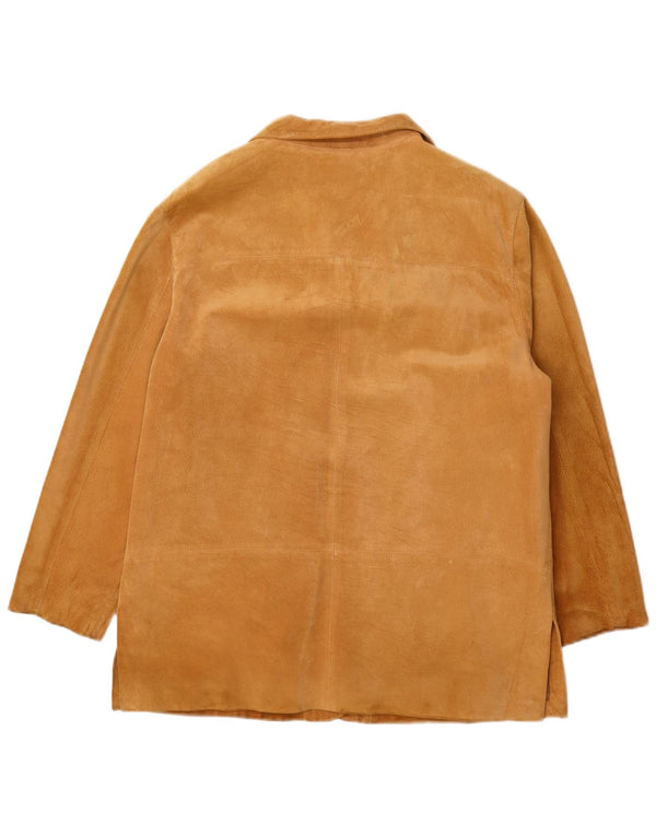 Martin Eden Womens Suede 4 Button Blazer Jacket IT 48 XL Beige Leather