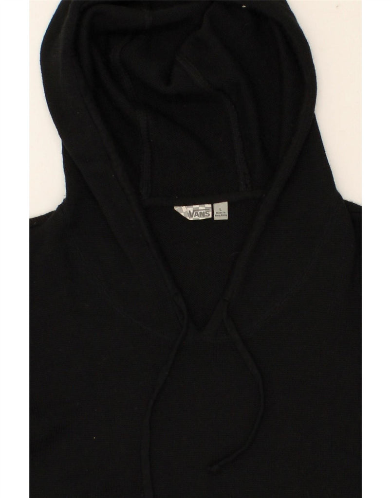 VANS Womens Longline Hooded Crew Neck Jumper Sweater UK 14 Large Black Vintage Vans and Second-Hand Vans from Messina Hembry 