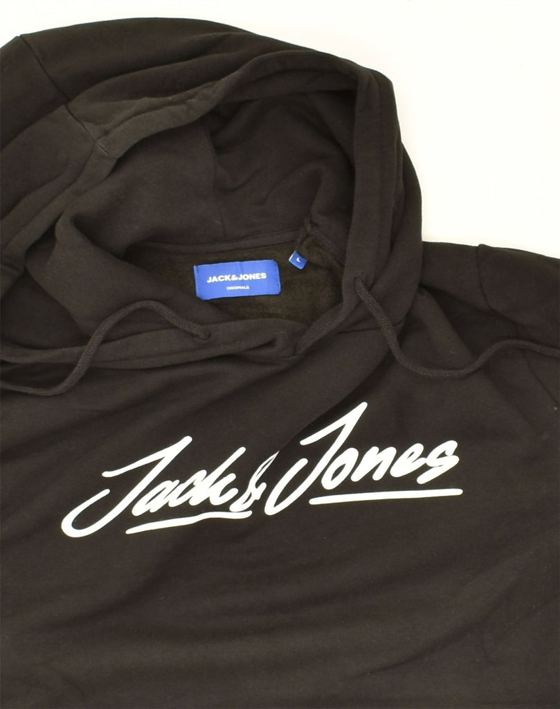 JACK & JONES Mens Graphic Hoodie Jumper Large Black Cotton | Vintage Jack & Jones | Thrift | Second-Hand Jack & Jones | Used Clothing | Messina Hembry 