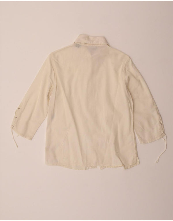 Murphy & Nye Womens 3/4 Sleeve Shirt Medium Off White Cotton