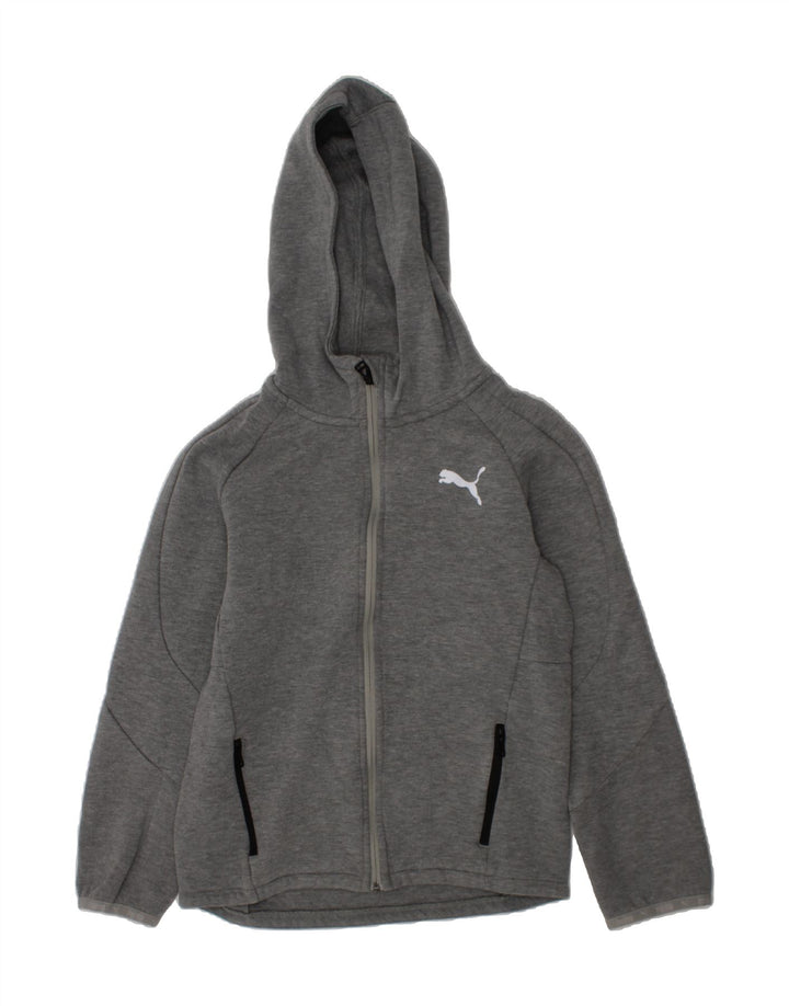 PUMA Boys Zip Hoodie Sweater 11-12 Years Grey Cotton Vintage Puma and Second-Hand Puma from Messina Hembry 