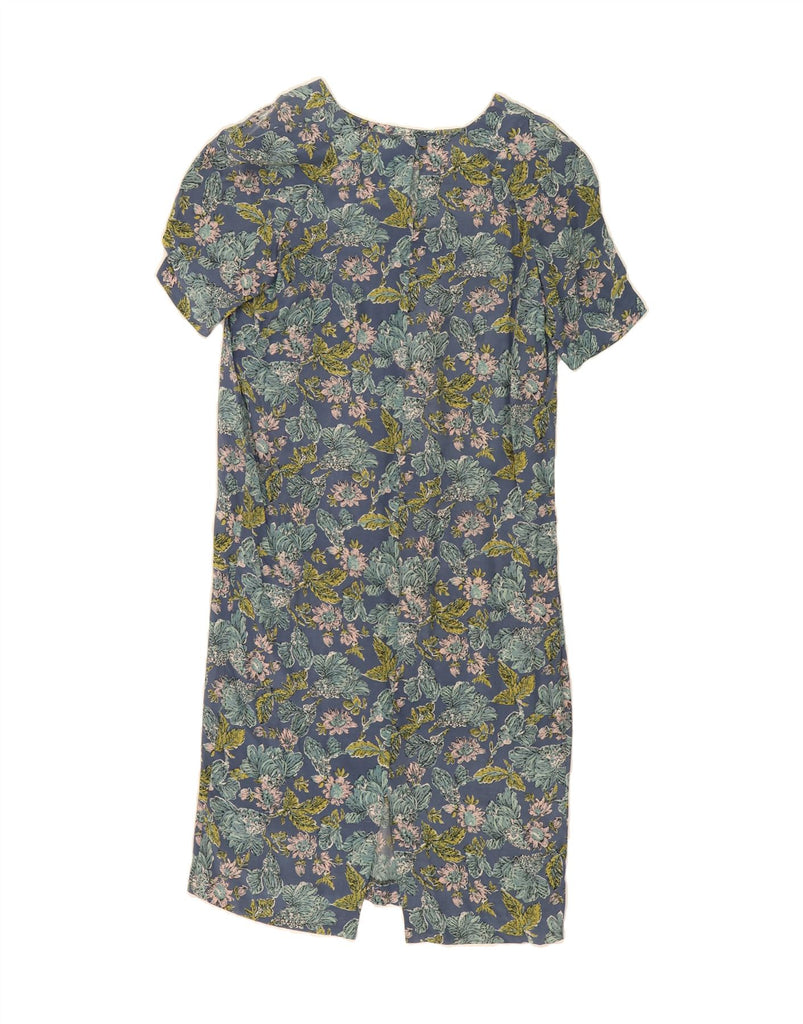 CAROL Womens Shift Dress EU 44 Large Navy Blue Floral Silk Vintage Carol and Second-Hand Carol from Messina Hembry 