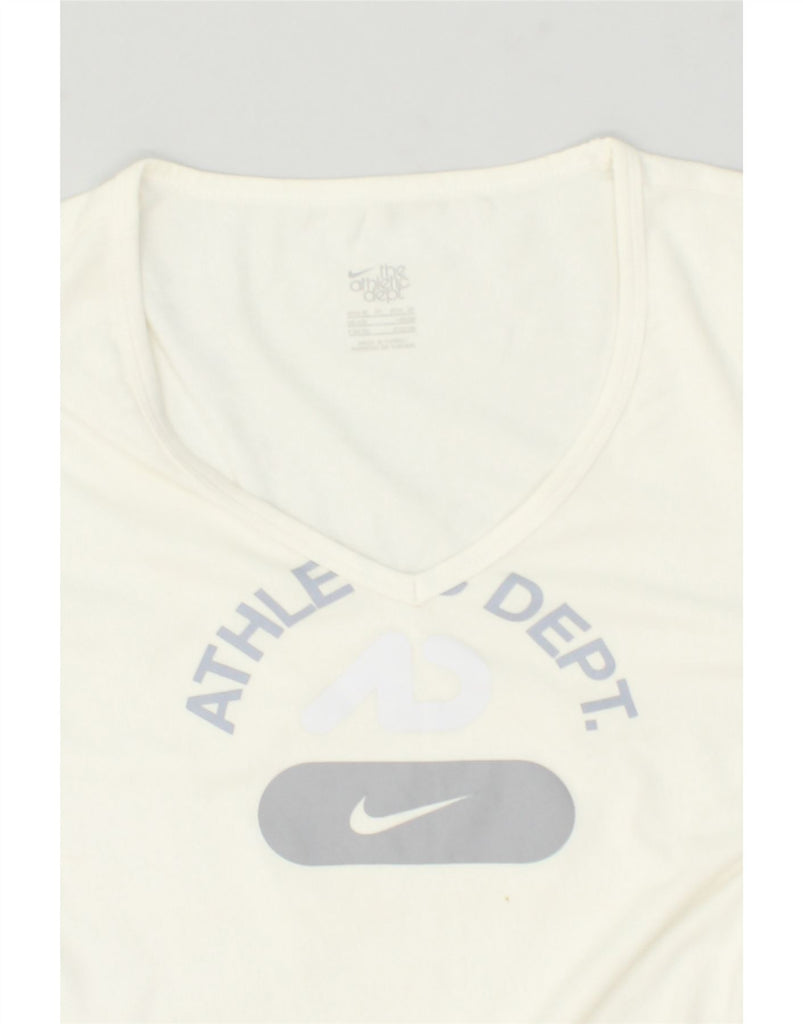 NIKE Womens Graphic T-Shirt Top UK 4/6 XS White | Vintage Nike | Thrift | Second-Hand Nike | Used Clothing | Messina Hembry 