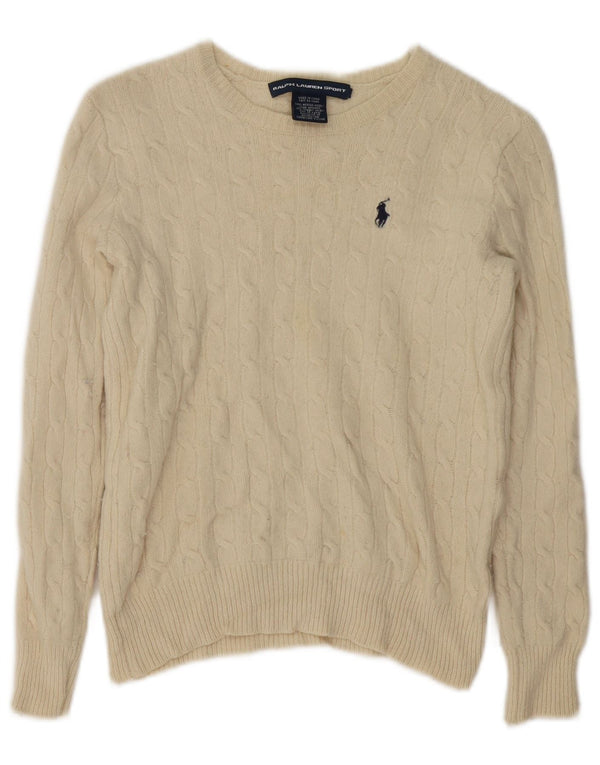 Ralph Lauren Girls Boat Neck Jumper Sweater 9-10 Years Off White
