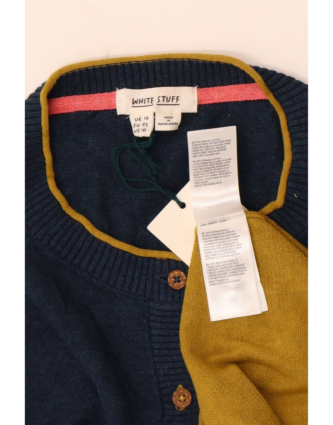 White Stuff Womens Cardigan Sweater UK 14 Large Multicoloured Colourblock