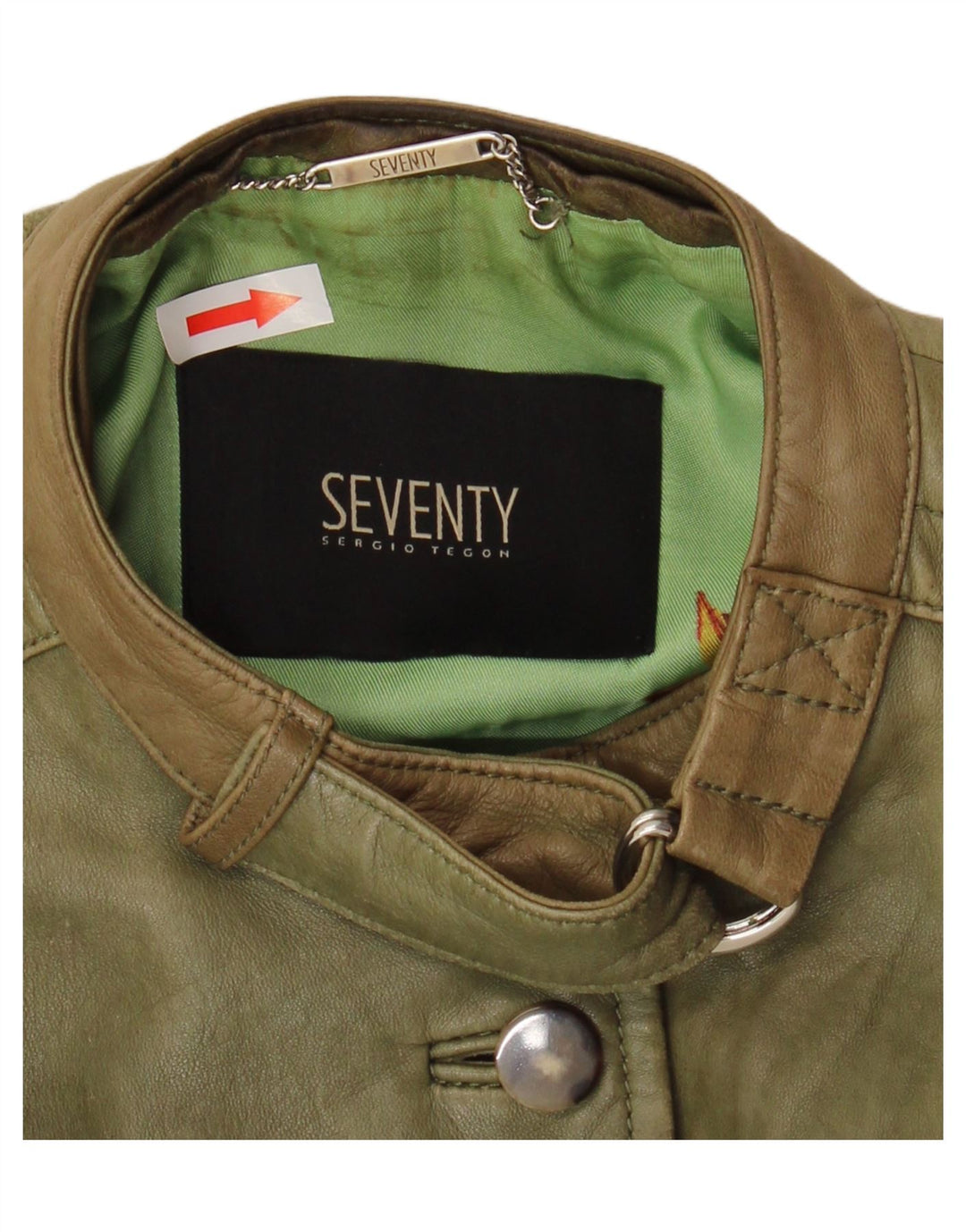 Seventy Womens Leather Jacket IT 42 Medium Green Leather