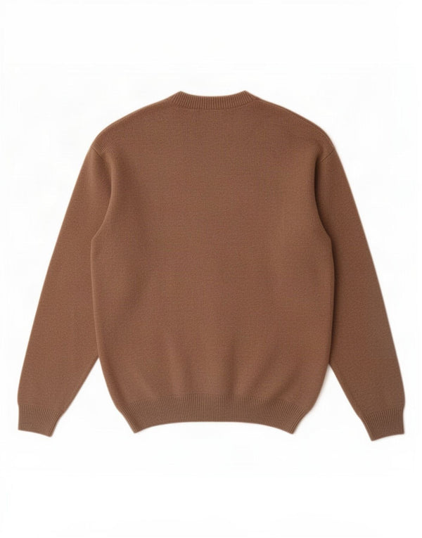 Marlboro Classics Mens V-Neck Jumper Sweater Medium Brown Wool