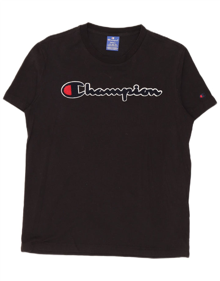 Champion Mens Graphic T-Shirt Top Small Black Cotton