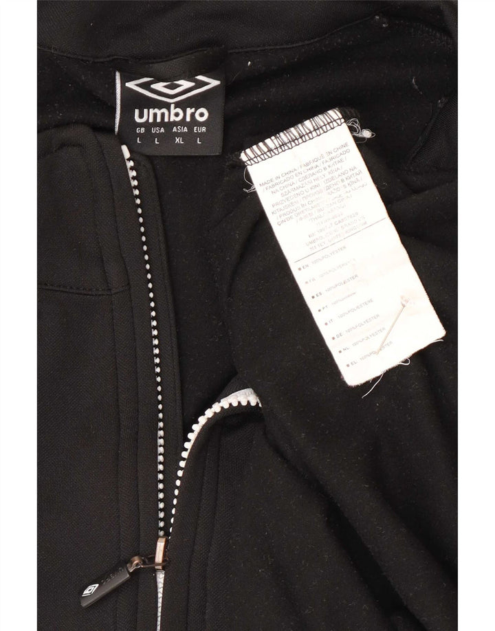 Umbro Mens Zip Neck Pullover Tracksuit Top Large Black Polyester