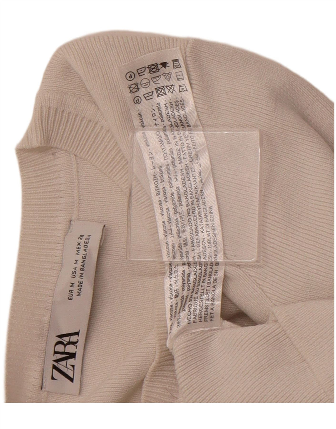 ZARA Womens Crop Blouse Top UK 12 Medium Beige Viscose