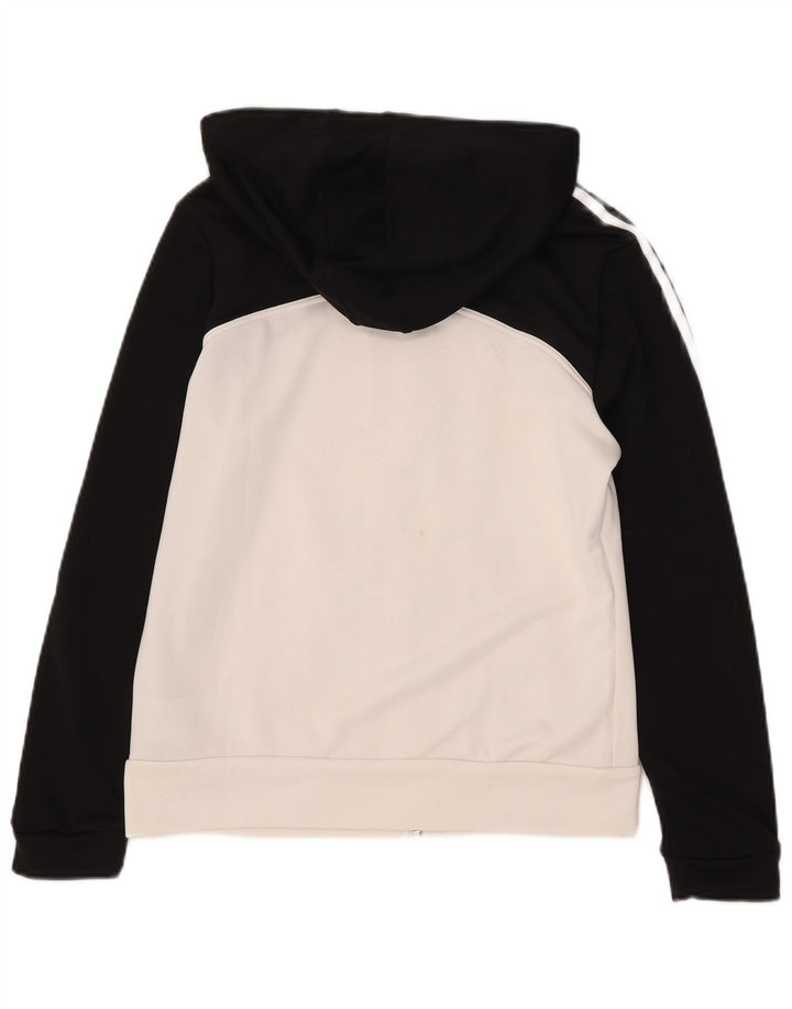 Adidas Womens Zip Hoodie Sweater UK 16 Large White Colourblock Polyester