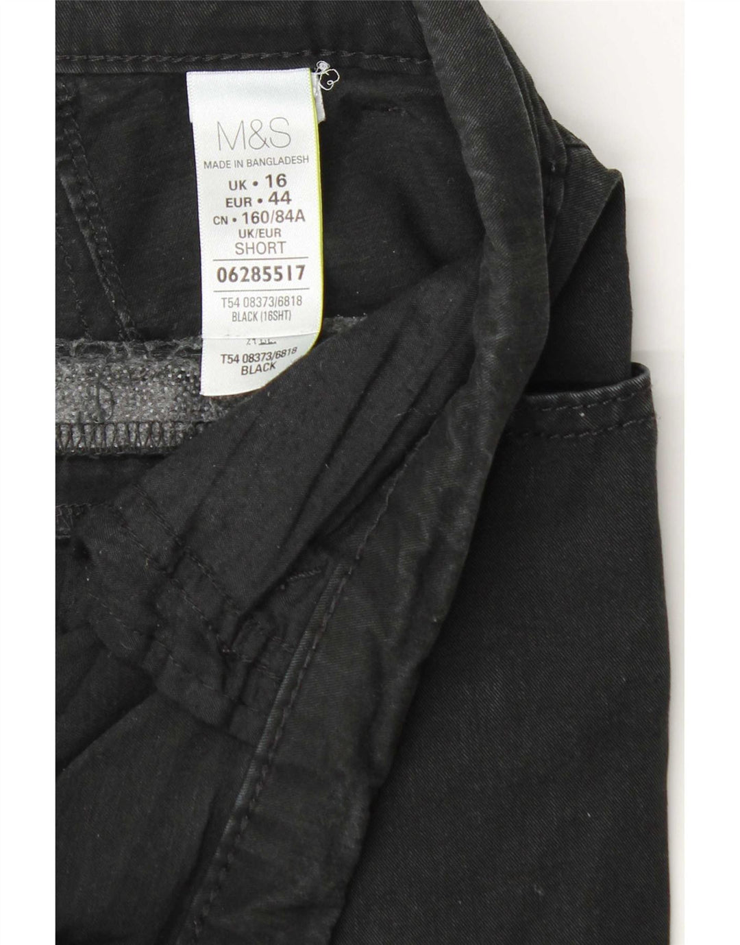Marks & Spencer Womens Short Straight Jeans UK 16 Large W38 L27 Black