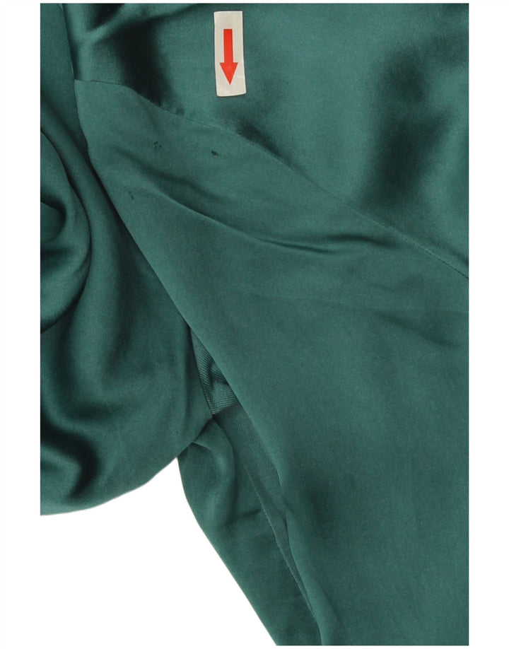 Falconeri Womens Long Sleeve Blouse Top UK 10 Small Green Colourblock Silk