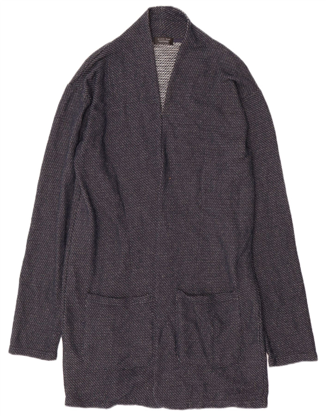 Zara Mens Cardigan Sweater XL Navy Blue Polyester