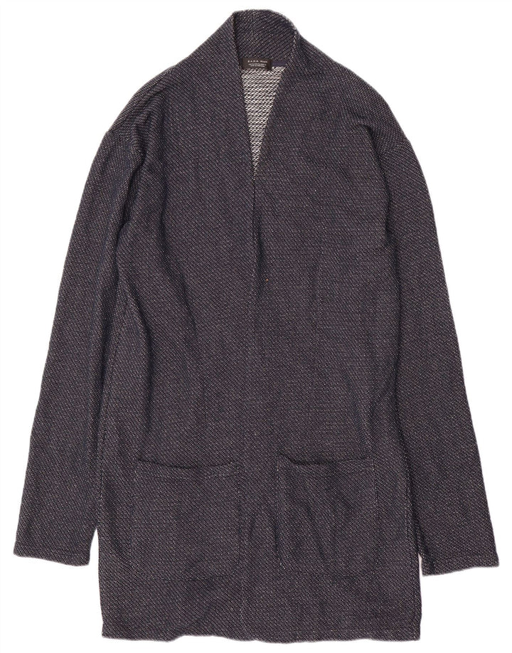 Zara Mens Cardigan Sweater XL Navy Blue Polyester