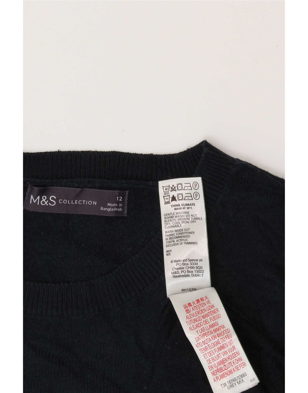 Marks & Spencer Womens Crew Neck Jumper Sweater UK 12 Medium Grey