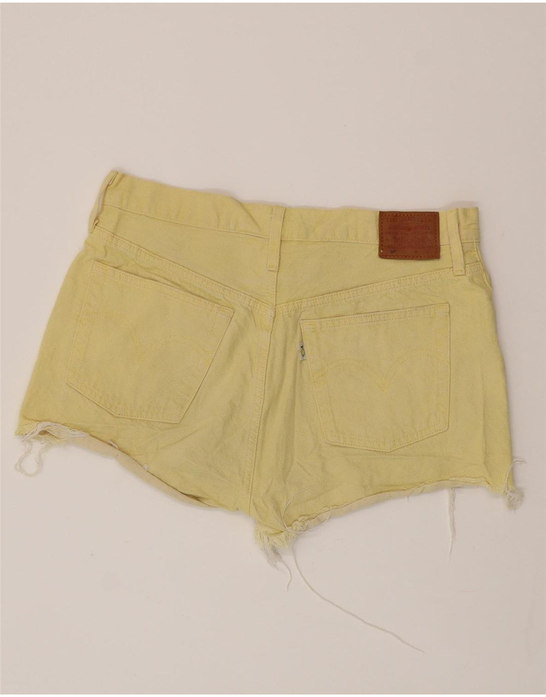 LEVI'S Womens 501 Denim Shorts W32 Large Yellow Cotton