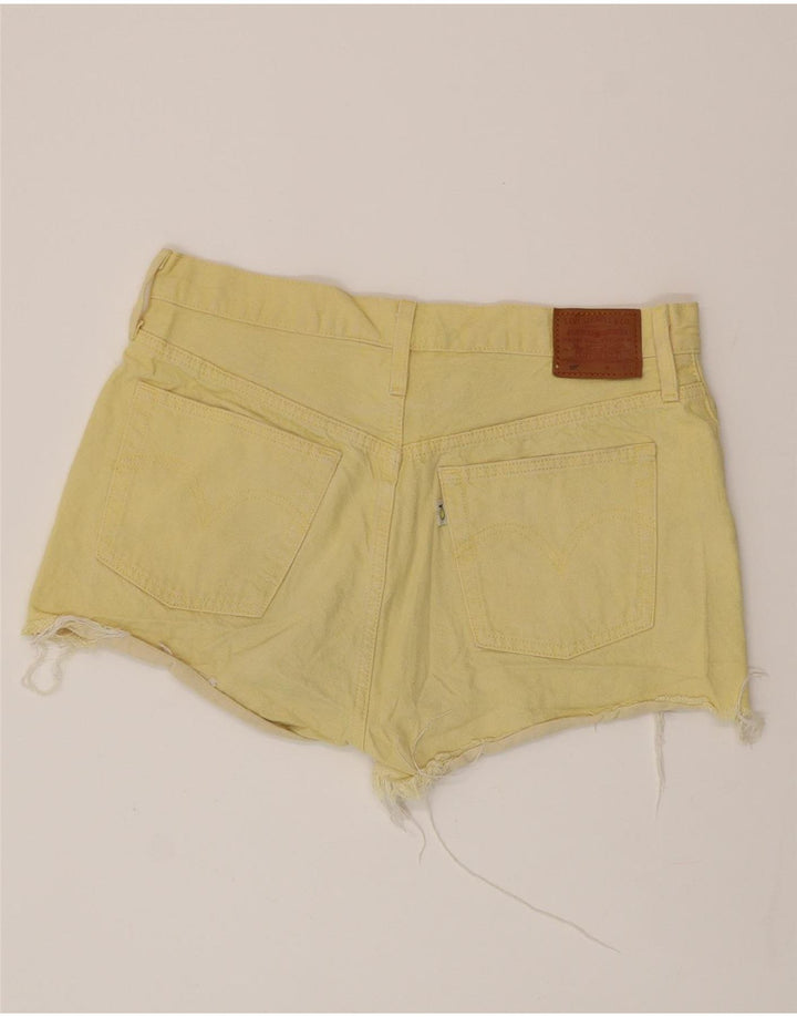 LEVI'S Womens 501 Denim Shorts W32 Large Yellow Cotton