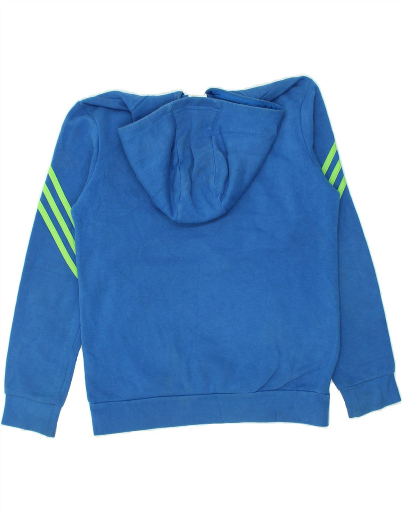 ADIDAS Boys Graphic Hoodie Jumper 12-13 Years Blue Striped Cotton | Vintage Adidas | Thrift | Second-Hand Adidas | Used Clothing | Messina Hembry 