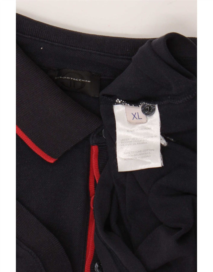 Sergio Tacchini Mens Polo Shirt XL Navy Blue Cotton