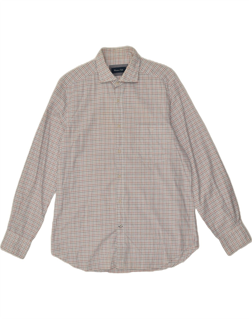 MASSIMO DUTTI Mens Shirt Large White Check Cotton Vintage Massimo Dutti and Second-Hand Massimo Dutti from Messina Hembry 