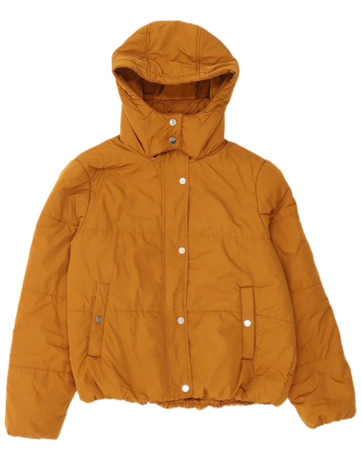 Marks & Spencer Womens Hooded Padded Jacket UK 12 Medium Yellow Polyester