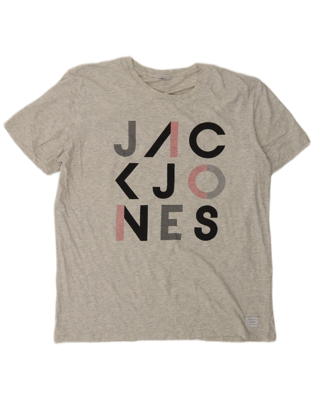 Jack & Jones Mens Graphic T-Shirt Top 2XL Grey Cotton