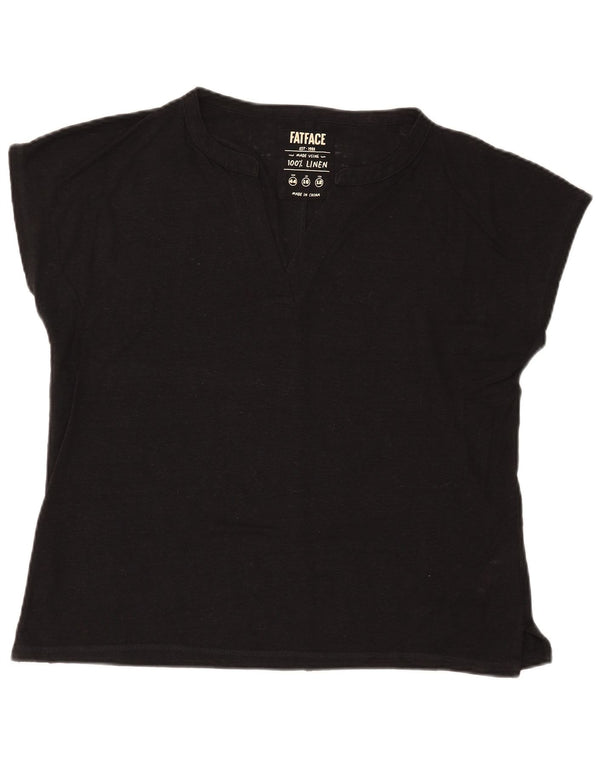 Fat Face Womens Oversized T-Shirt Top UK 16 Large Black Linen