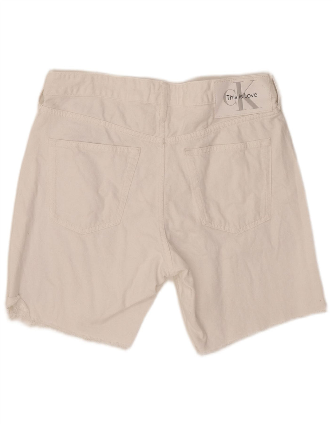 CALVIN KLEIN Mens Graphic Denim Shorts W31 Medium White Cotton