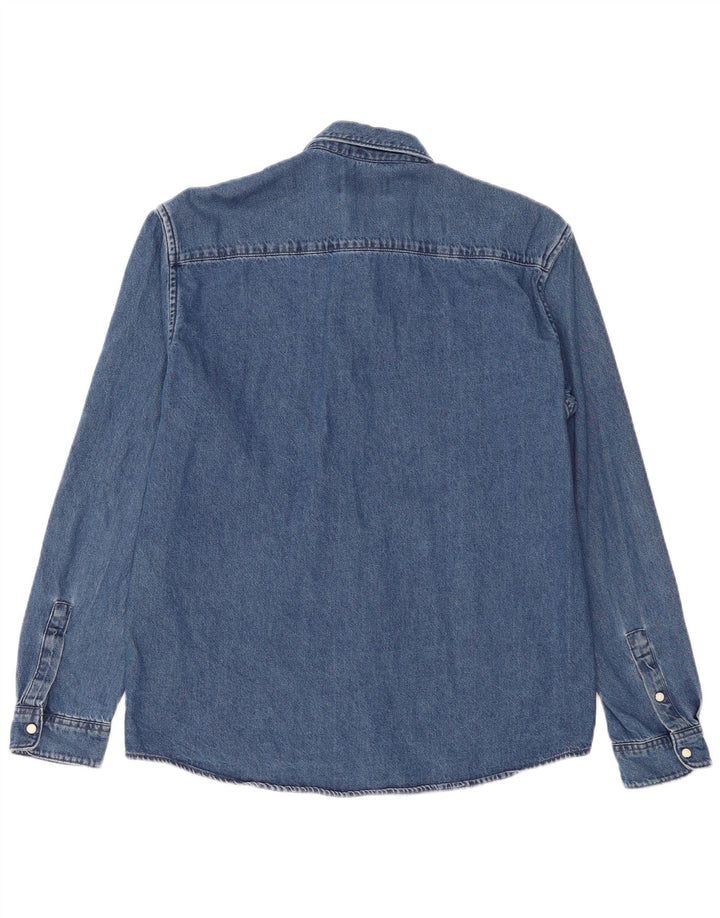 Tom Tailor Mens Fitted Denim Shirt Large Navy Blue Cotton
