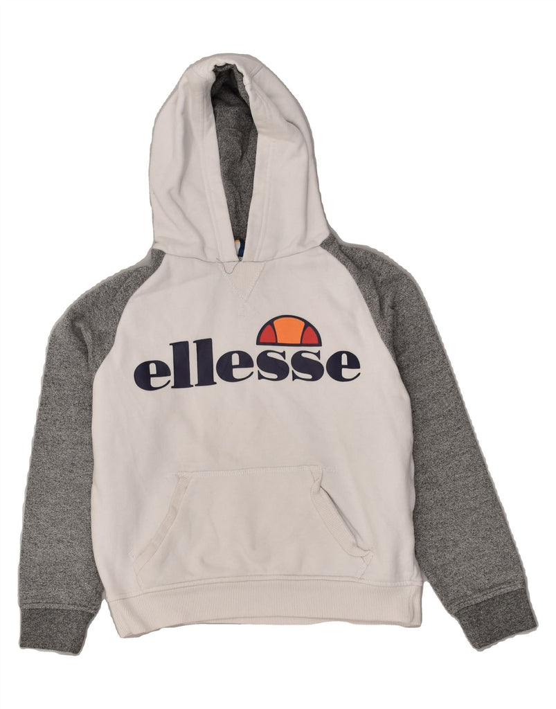 ELLESSE Boys Graphic Hoodie Jumper 10-11 Years White Colourblock Cotton | Vintage Ellesse | Thrift | Second-Hand Ellesse | Used Clothing | Messina Hembry 