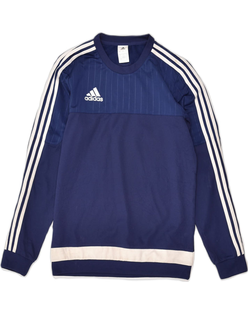 ADIDAS Mens Top Long Sleeve Small Navy Blue Polyester | Vintage Adidas | Thrift | Second-Hand Adidas | Used Clothing | Messina Hembry 