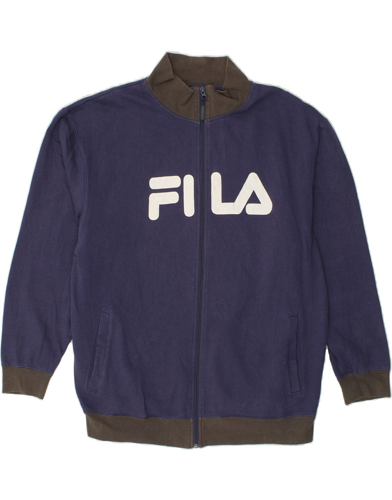 FILA Mens Graphic Tracksuit Top Jacket 2XL Blue Colourblock Cotton Vintage Fila and Second-Hand Fila from Messina Hembry 