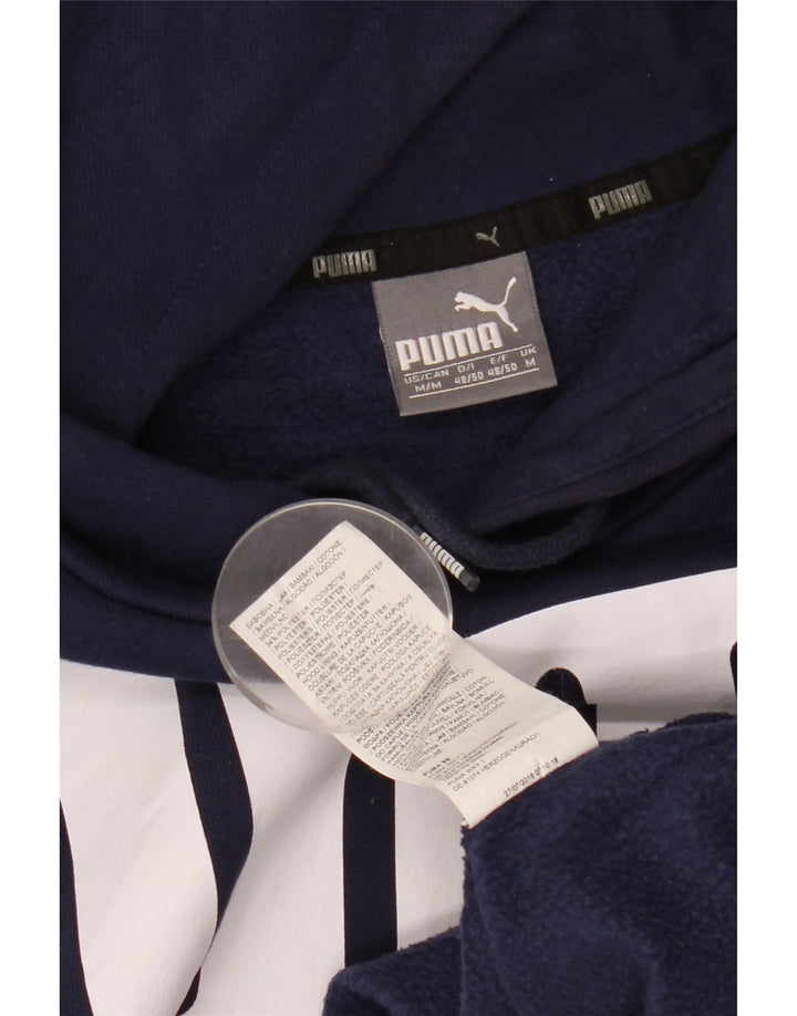 Puma Mens Graphic Hoodie Jumper Medium Navy Blue Cotton