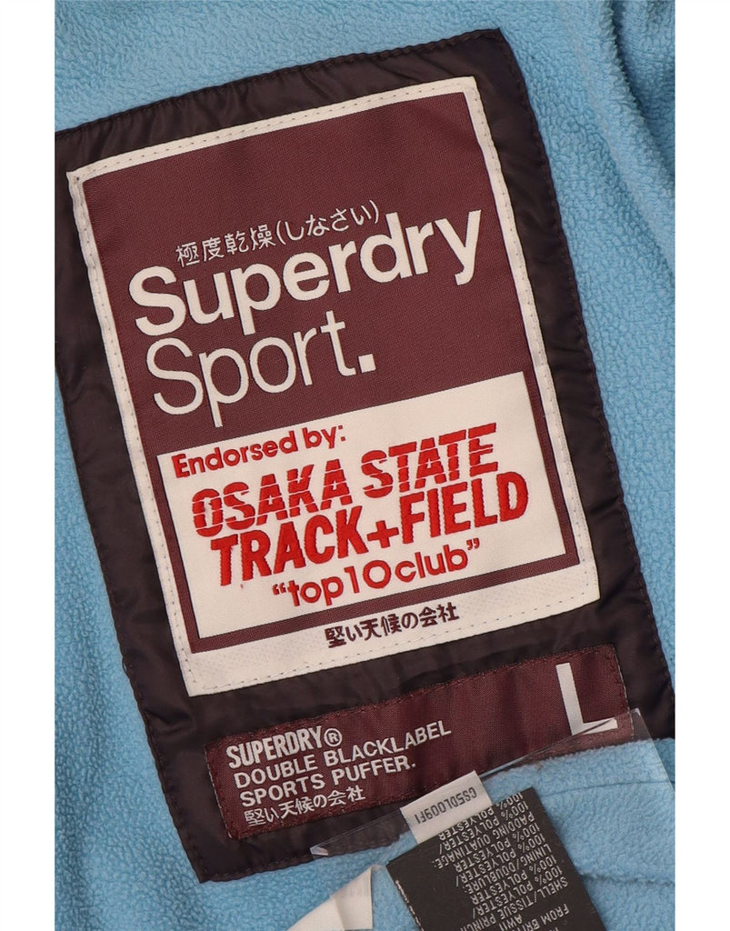 SUPERDRY Womens Track & Field Hooded Padded Jacket UK 16 Large Purple Vintage Superdry and Second-Hand Superdry from Messina Hembry 