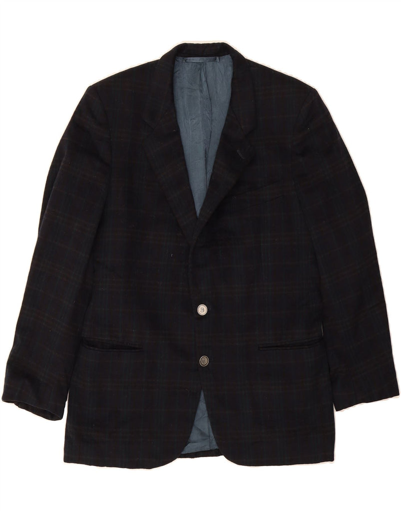 CERRUTI 1881 Mens 2 Button Blazer Jacket UK 38 Medium Navy Blue Check Vintage Cerruti 1881 and Second-Hand Cerruti 1881 from Messina Hembry 