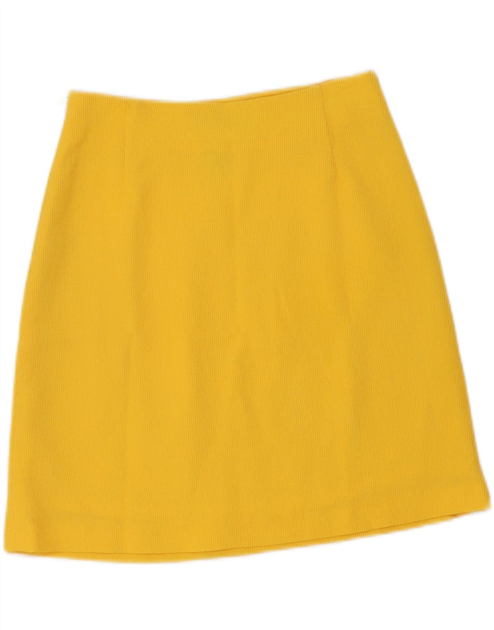 Vintage Womens A-Line Skirt IT 42 Medium W28 Yellow Polyamide
